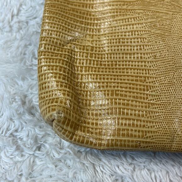 Vintage 80s Mr. M of New York Faux snakeskin yellow envelope shoulder bag purse - Picture 6 of 10